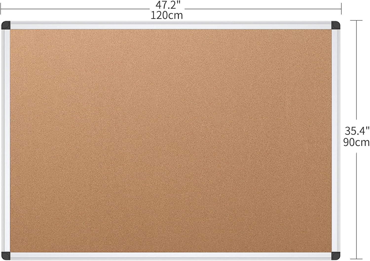 Cork Notice Board, 48 X 36 Inches, Cork Bulletin Board with Silver Aluminium Frame