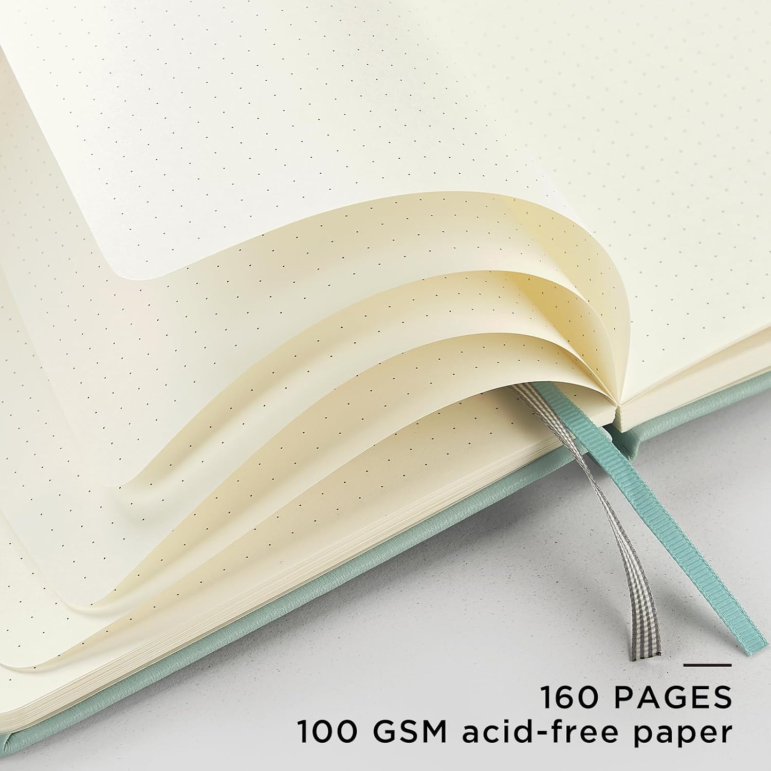 And Per Se Dotted Journal Notebook with Pattern, A5 Leather Hardcover, 160 Pages 100 GSM Thick Paper Bullet Journal with vegan Leather Cover Lay Flat 3 Sticker Sheets & Expandable Pocket - 5.7" x 8"（Light Blue）