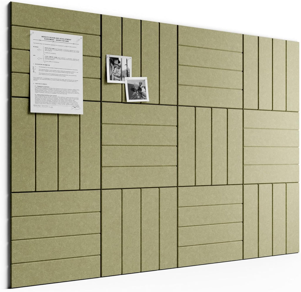 Large Felt Bulletin Board 48" x 36" Cork Board Alternative-12 Pack with 70 Safe Removable Adhesive Tabs, Cork Boards for Walls Cork Board for Home Office Classroom Pin Board (Olive Green)