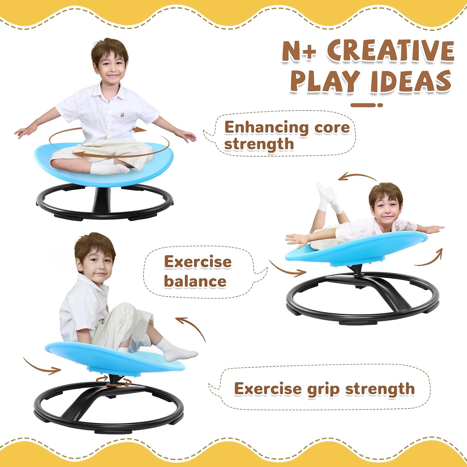 Spinning Chair for Autistic Kids (Ages 3-18), Autism Sensory Toy Gift | 220LBS Capacity Sensory Swivel Seat for ADHD Kids, Autism Sensory Products, Calming Gift Improve Focus & Body Balance (Blue)