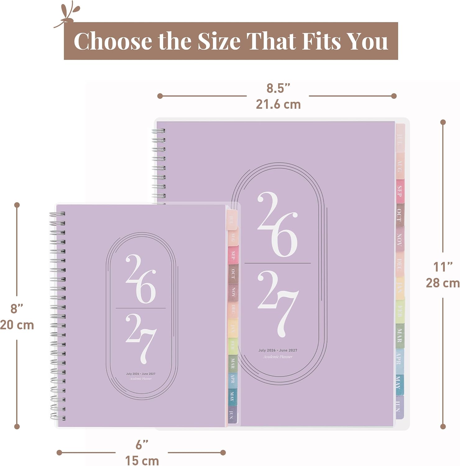 Rileys Academic Planner 2026-2027, Daily, Weekly & Monthly Planner, July 2026 - June 2027, Student Notes Pages, Twin-Wire Binding Weekly Agenda for School & Work (21.6 x 28 cm, Lilac)