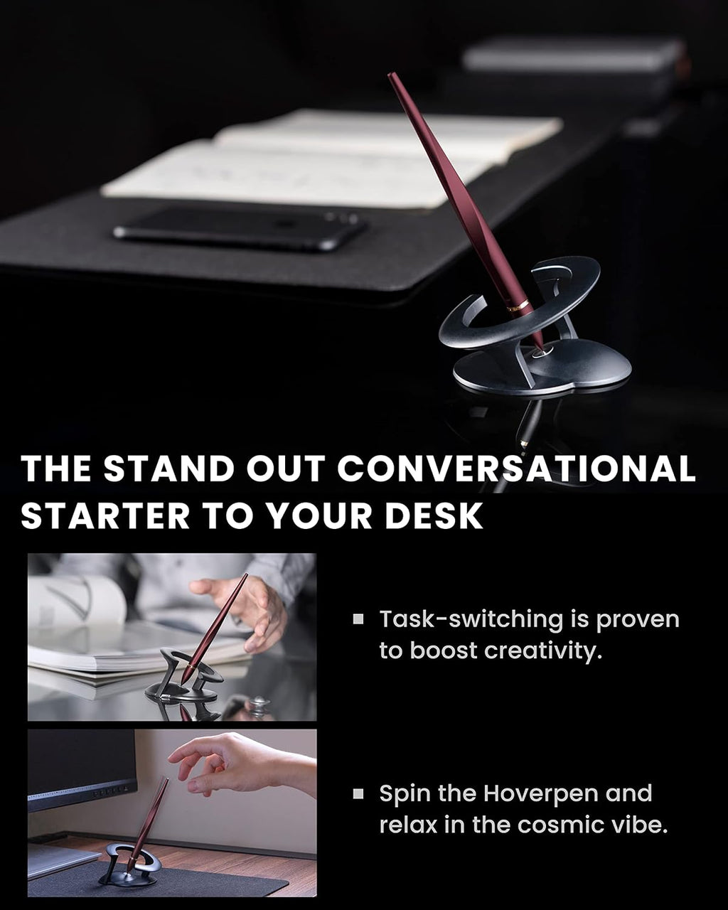 Hoverpen Interstellar Edition - Luxury Pen Made With Aerospace Alloys, Unique Aesthetic, Free Spinning Executive Pen, Desk Decor, Best Boss Gifts (Mars Magma, 18K-Gold)