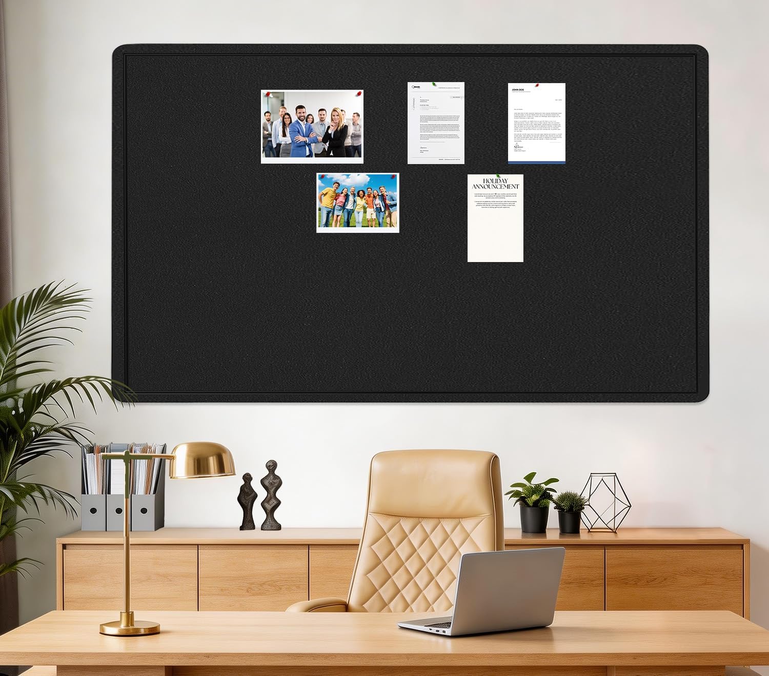 Extra Large Bulletin Board, 96 X 48 inches Cork Board with 30 Pushpin, 8' x 4' Felt Cork Board Notice Pin Board, Self-Adhesive Vision Board Mood Board Foldable Photo Board for Wall - Black