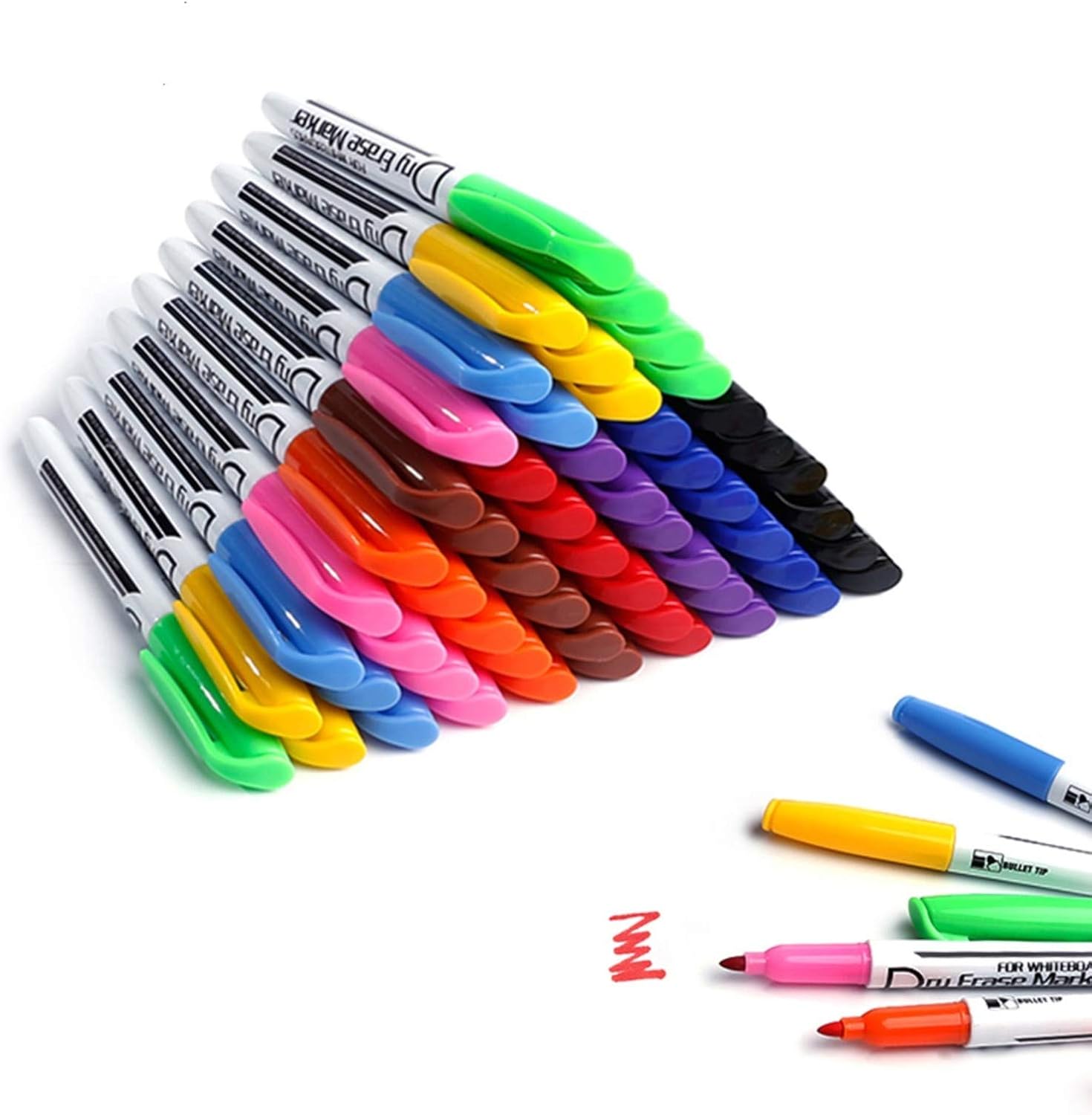Dry Erase Markers Bulk Pack of 60 Low Odor Fine Whiteboard Pens, 10 Assorted Colors for Whiteboard Dry Erase Calendar