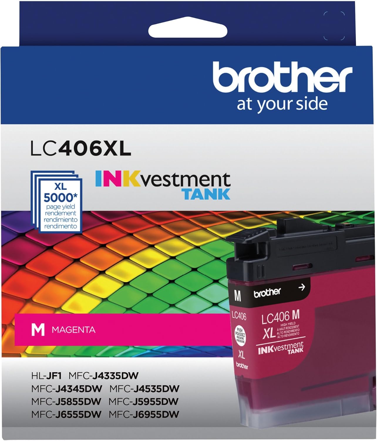 Genuine LC406XLMS High-Yield Ink Cartridge, Magenta | Prints up to 5,000 pages, Compatible with MFC-J4335DW, MFC-J4335DWXL, MFC-J4345DWXL, MFC-J4535DW, and MFC-J4535DWXL.
