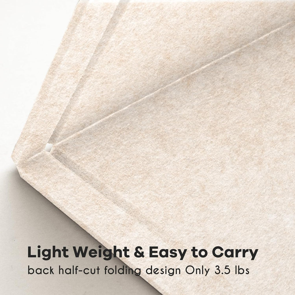 Large Bulletin Board - 60 x 36 Inches, Decorative Felt Pin Board for Wall - 5' x 3' Foldable Photo Display Board with Self-Adhesive Tape, Includes 20 Push Pins -Oatmeal