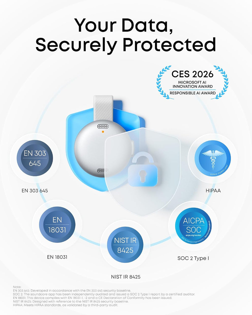 Work by Anker, Portable Al Voice Recorder, AI Note Taker, AI Transcription & Summarization, Cross-Meeting Summary, Double-Tap to Mark, MFi Certified, Privacy Protection