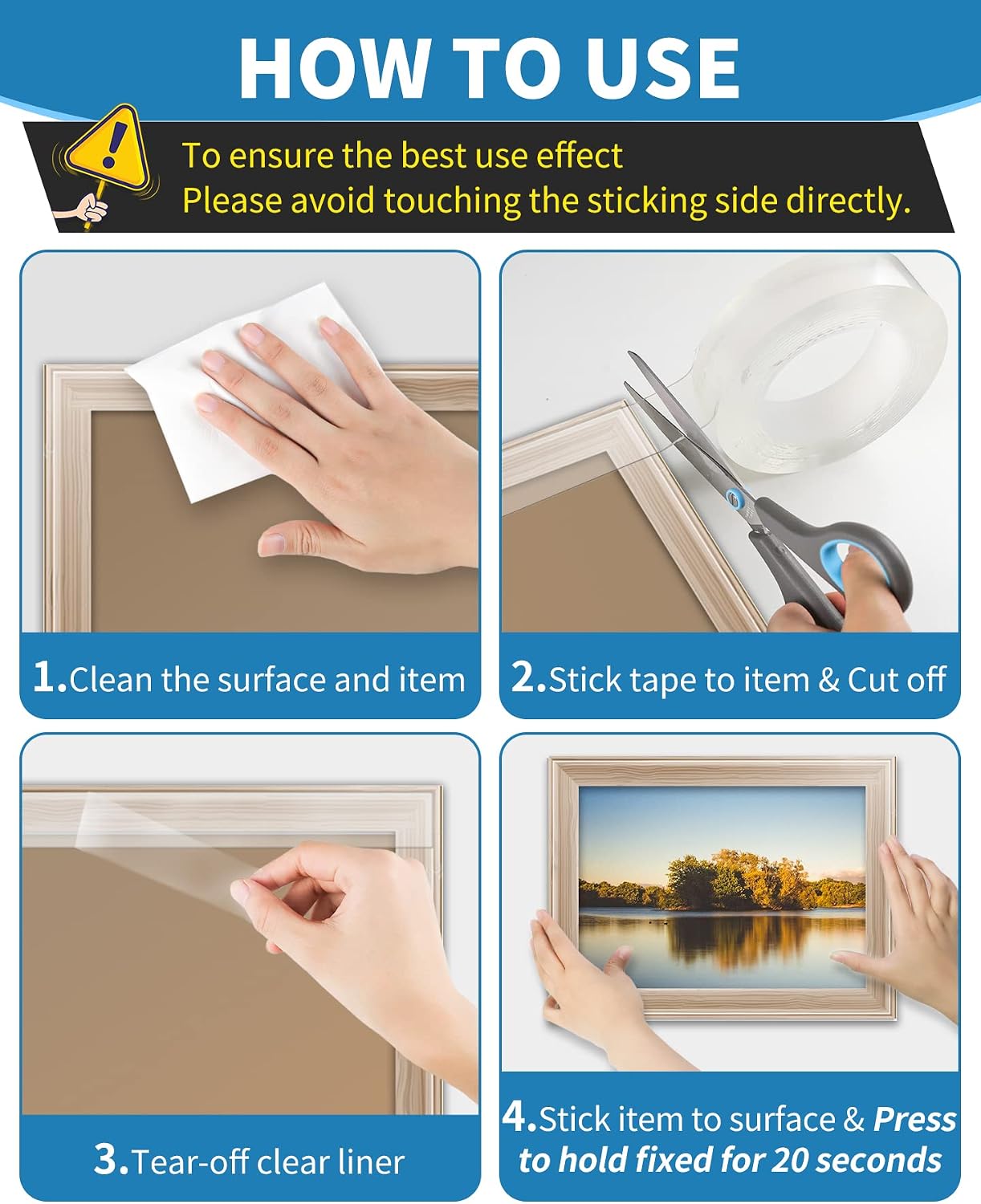 Double Sided Tape Heavy Duty, Strong Adhesive Multipurpose Mounting Tape, Removable and Reusable Transparent Tape(16.4ft /Roll, 0.98in Wide) | Heavy Duty, Strong Adhesive, Multipurpose Mounting, Removable and Reusable, Transparent