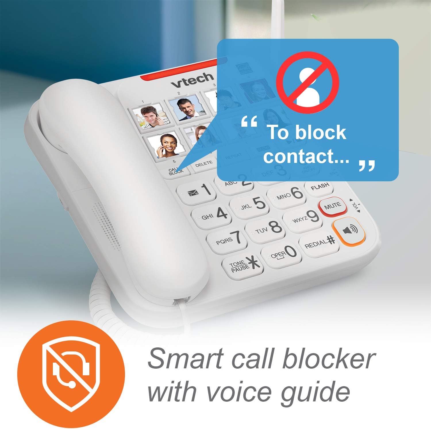 CareLine SN5147 Amplified Corded/Cordless Senior Phone System with 90dB Extra-Loud Visual Ringer, Big Buttons & Large Display