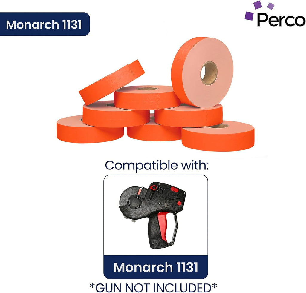 Fluorescent Red Pricing Labels for Monarch 1131 Price Gun – 8 Sleeves, 64 Rolls Value Pack - 160,000 Price Marking Labels – with Ink Rolls Included