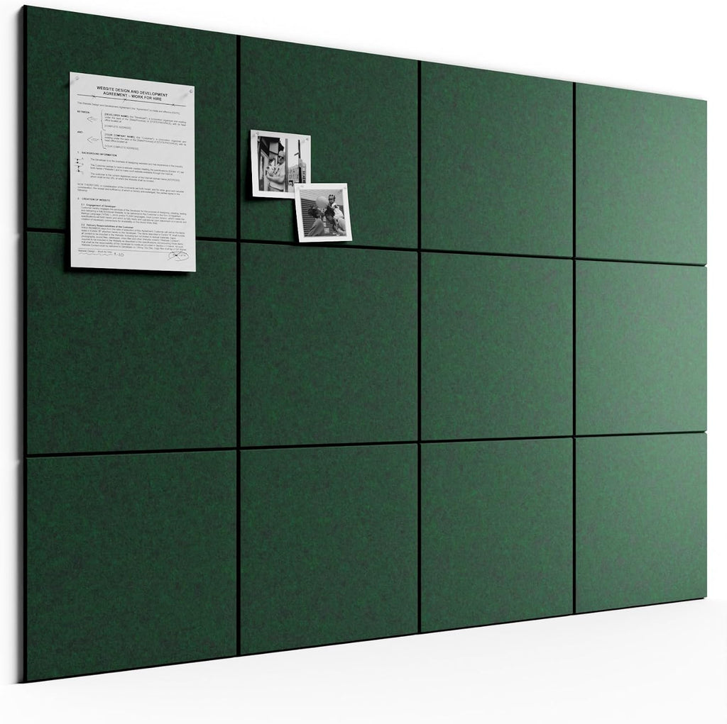 Large Felt Bulletin Board 48" x 36" Cork Board Alternative-12 Pack with 70 Safe Removable Adhesive Tabs, Cork Boards for Walls Cork Board for Home Office Classroom Pin Board (Aurora Green)