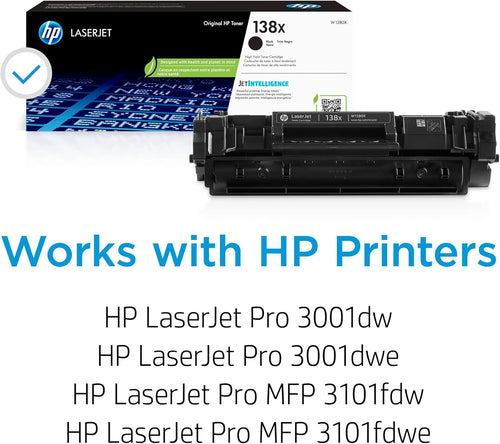 138X Black Original LaserJet Toner Cartridge 16.5 x 15.7 x 12.3 in White