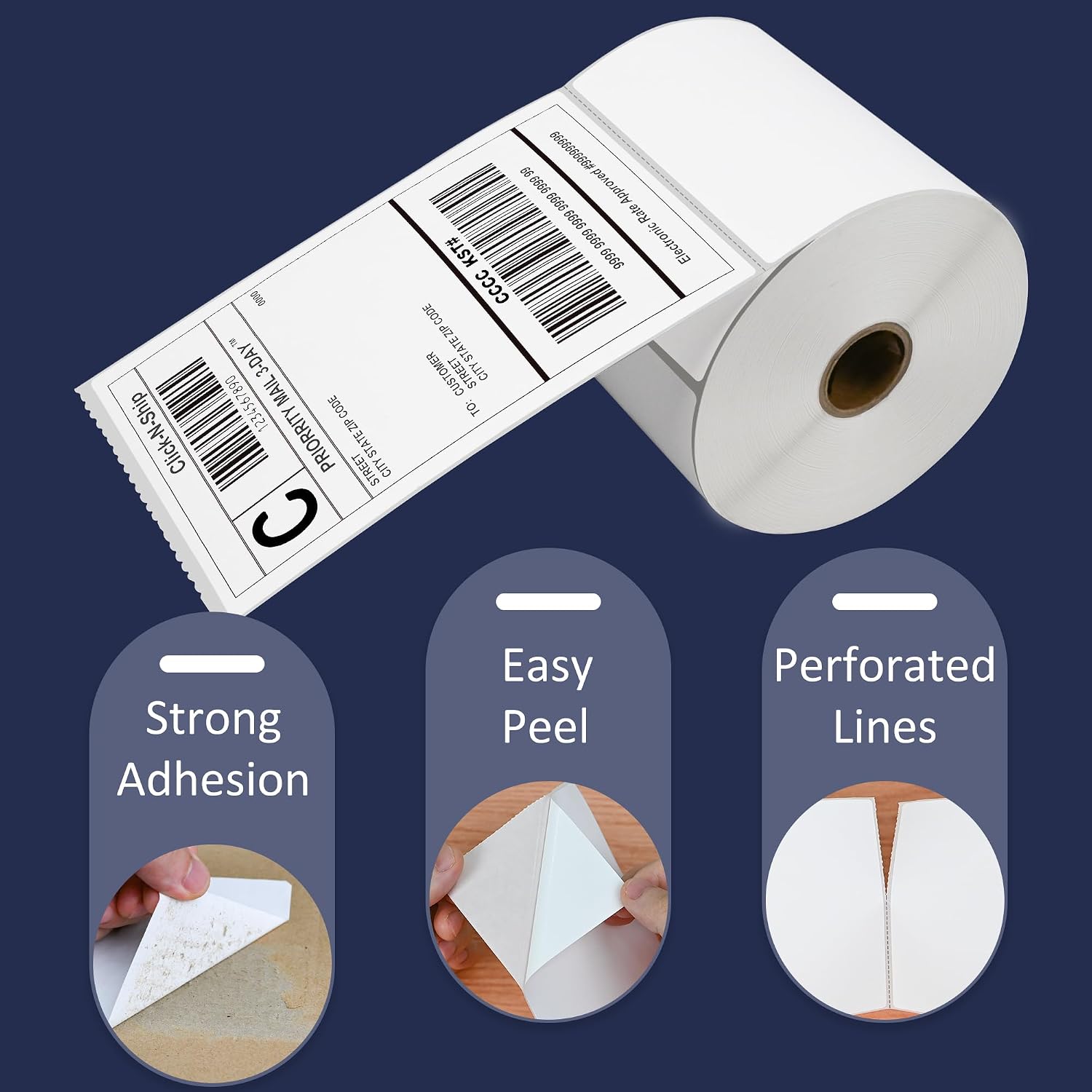 4x6 in Thermal Labels, 16 Rolls of 450 Shipping Labels, 7200 Pcs 101.5x152.4mm Thermal Printer Labels for Address, Mailing, Boxes, Packages, Compatible with Zebra & Rollo Printer