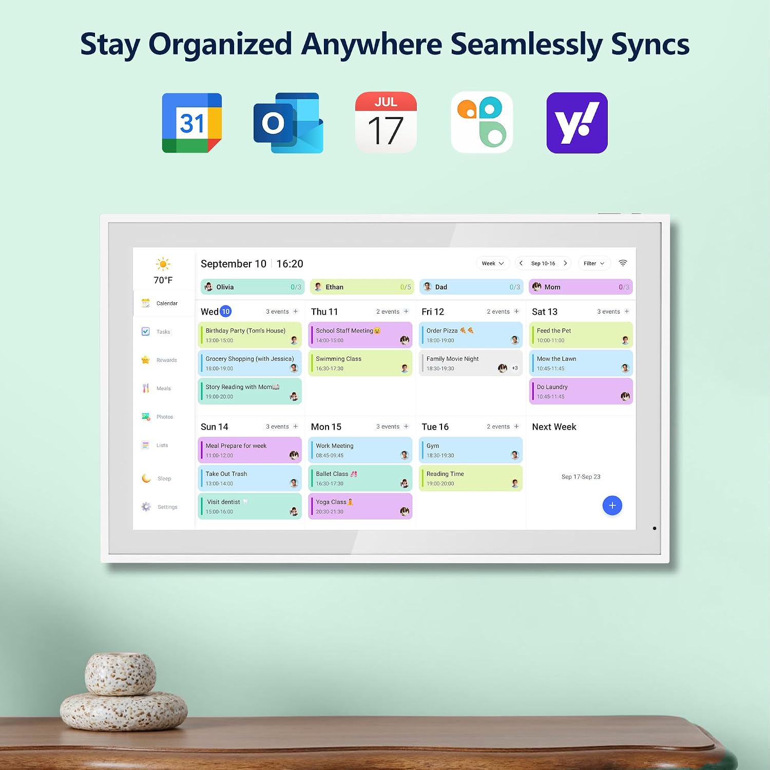 Digital Calendar, 21.5 Inch Electronic Calendar & Chore Chart, Smart Family Organizer with Interactive Touchscreen Display, Wall Mount or Desk Mount in Portrait or Landscape, Gifts for Women Men, Gifts for Mom Dad
