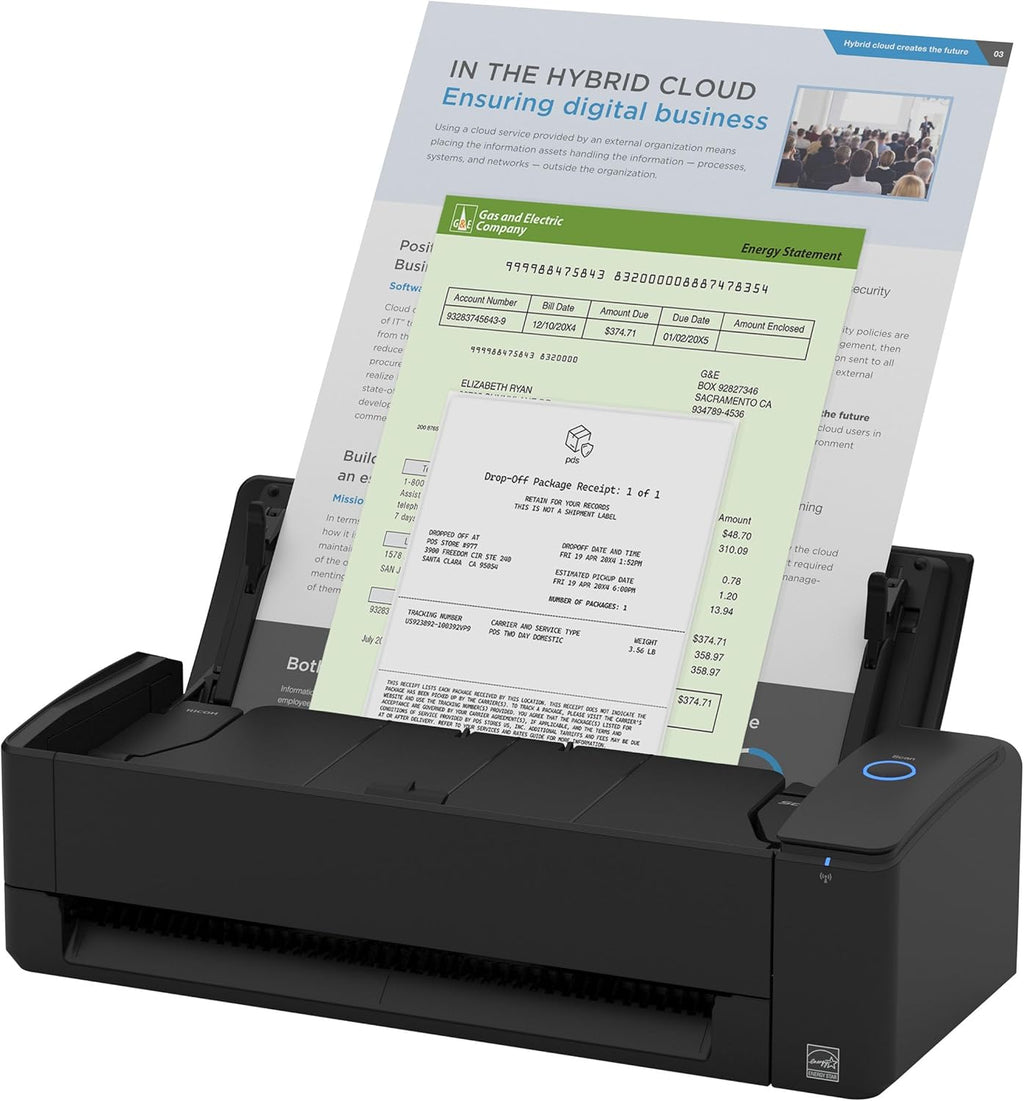 iX1300 Compact Wireless or USB Double-Sided Colour Document, Photo & Receipt Scanner with Auto Document Feeder and Manual Feeder for Mac or PC, Black