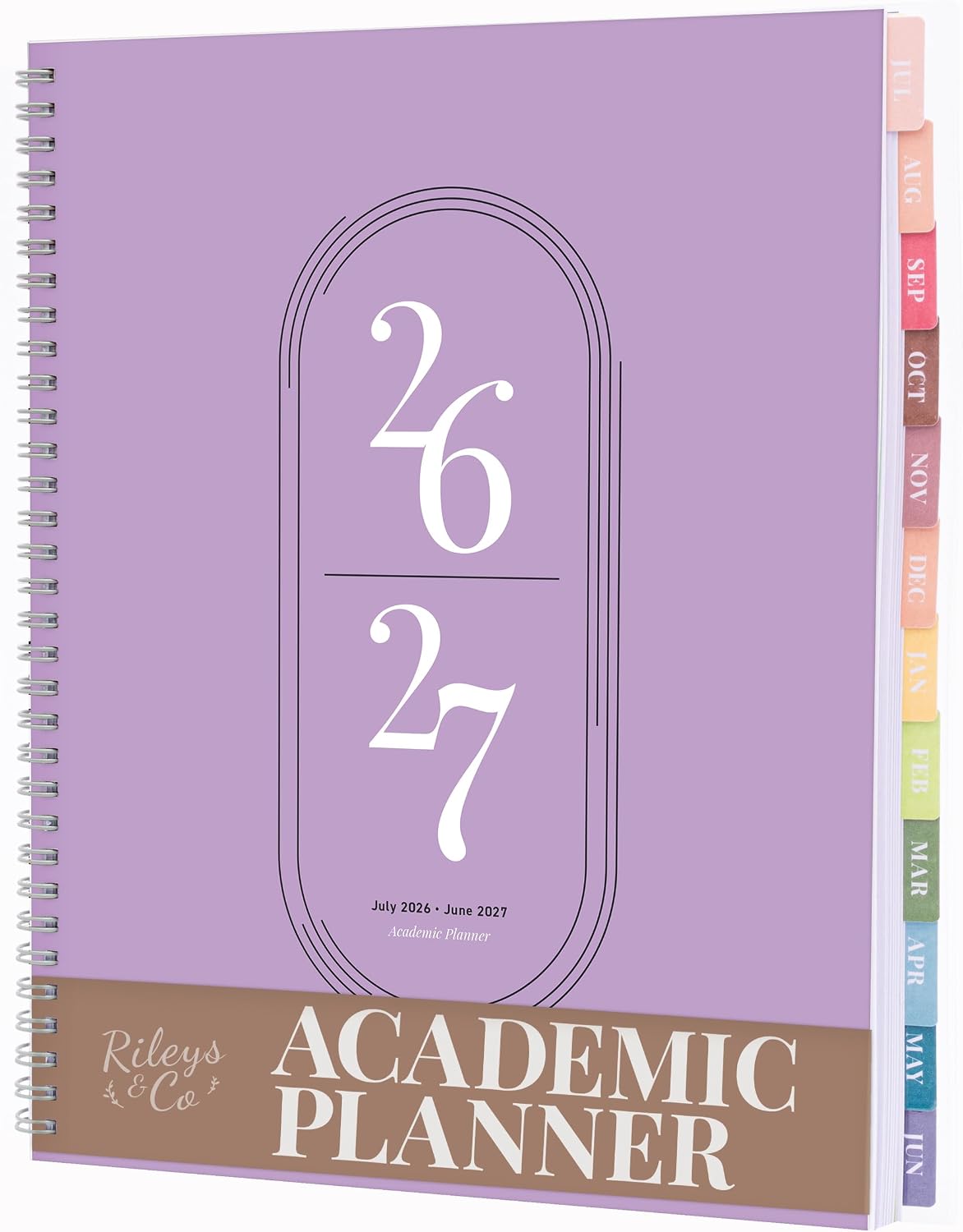 Rileys Academic Planner 2026-2027, Daily, Weekly & Monthly Planner, July 2026 - June 2027, Student Notes Pages, Twin-Wire Binding Weekly Agenda for School & Work (21.6 x 28 cm, Lilac)