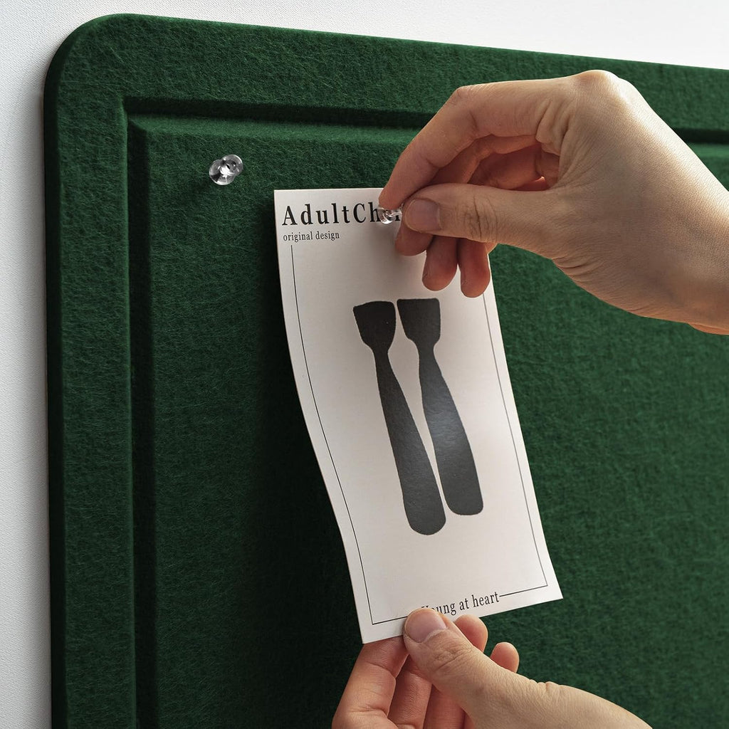 Large Bulletin Board - 48 x 36 Inches, Decorative Felt Pin Board for Wall - 4' x 3' Foldable Photo Display Board with Self-Adhesive Tape, Includes 20 Push Pins - Dark Green