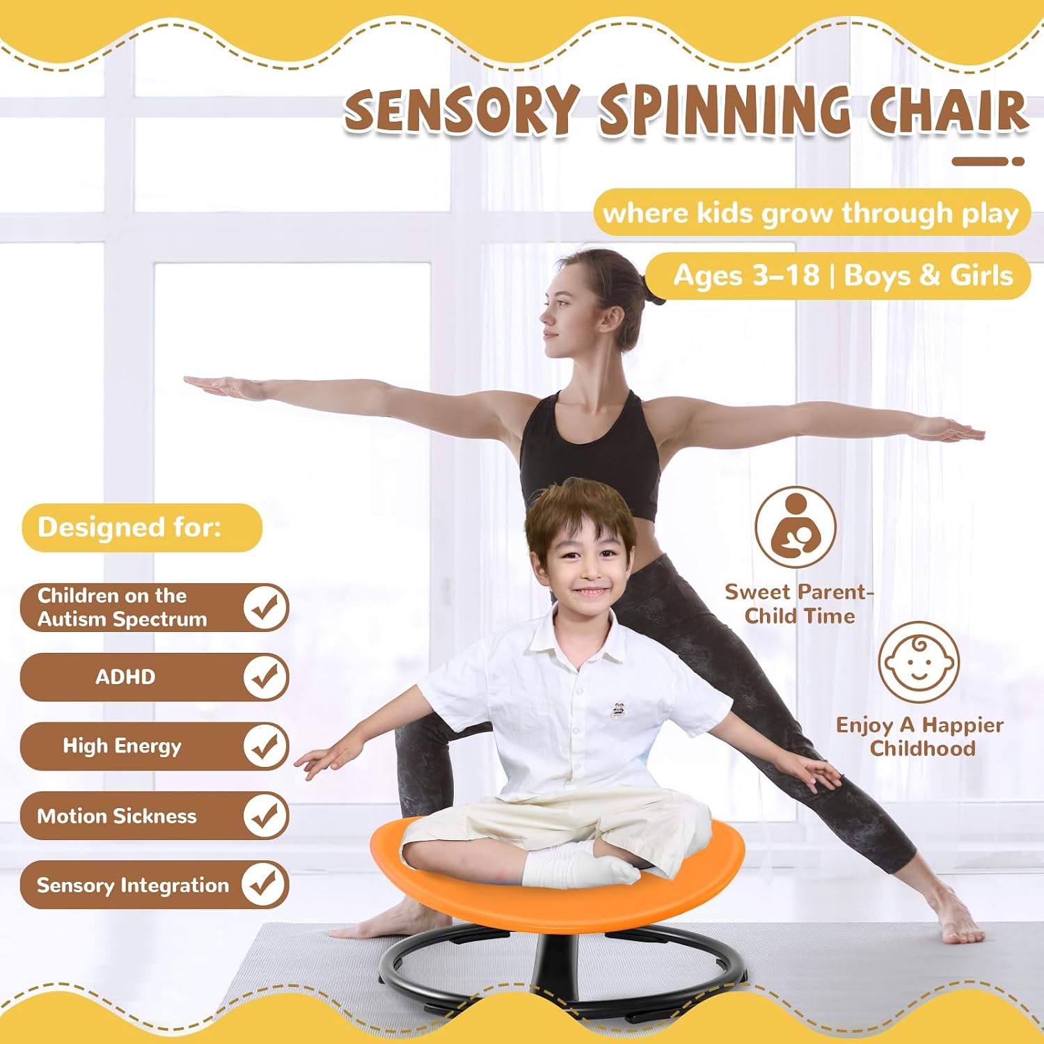 Spinning Chair for Autistic Kids (Ages 3-18) - Autism Sensory Toy Gift