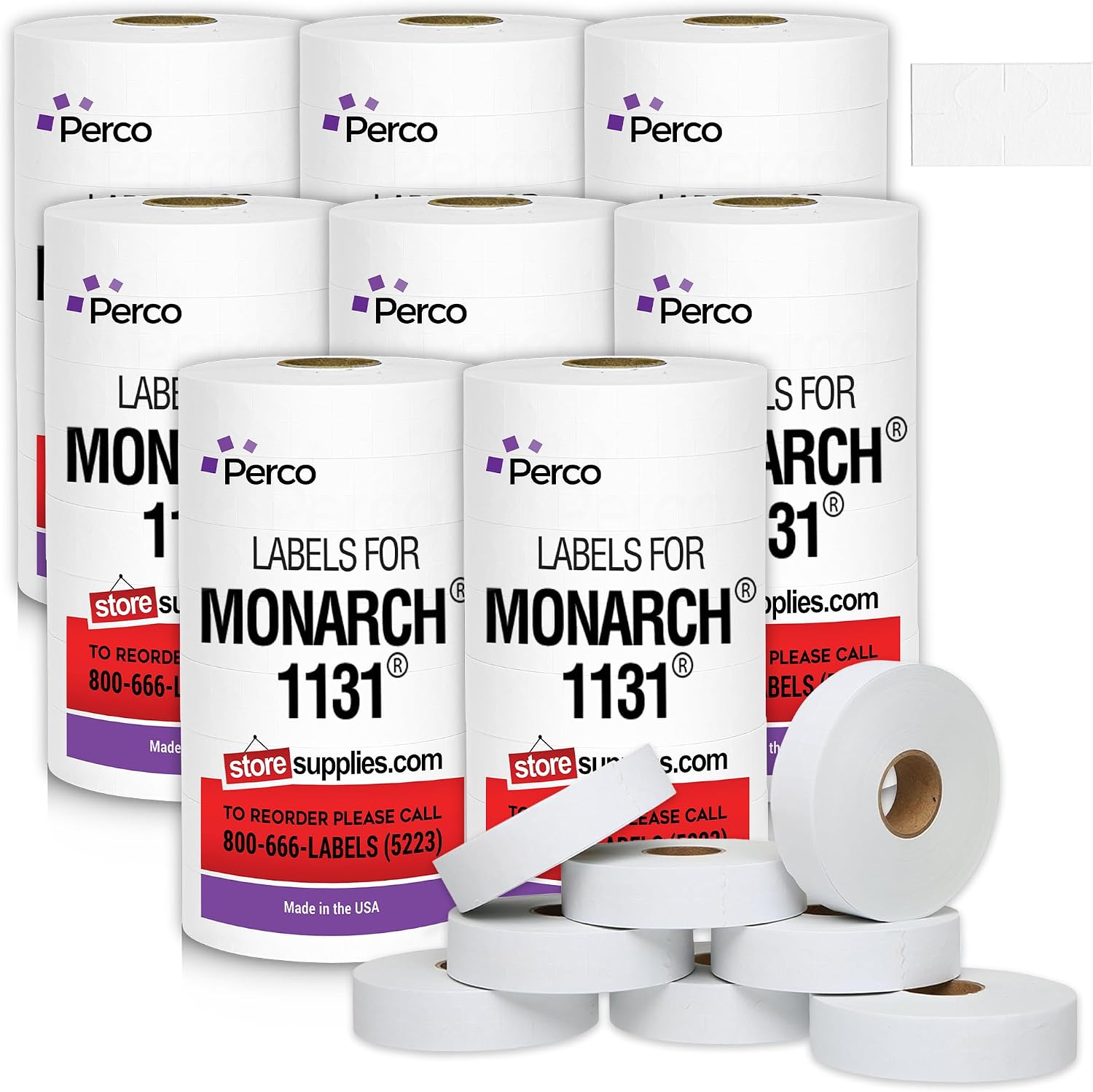 White Pricing Labels for Monarch 1131 Price Gun – 8 Sleeves, 64 Rolls Value Pack - 160,000 Price Marking Labels – with Ink Rolls Included
