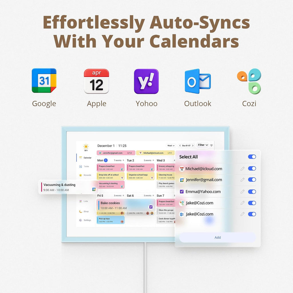 10.1" Digital Calendar Swappable Dual Frame Chore Chart – 1080P Full HD Interactive Touchscreen, 2026 Smart Family Planner, Digital Calendar Wall & Desk Mountable for Seamless Scheduling