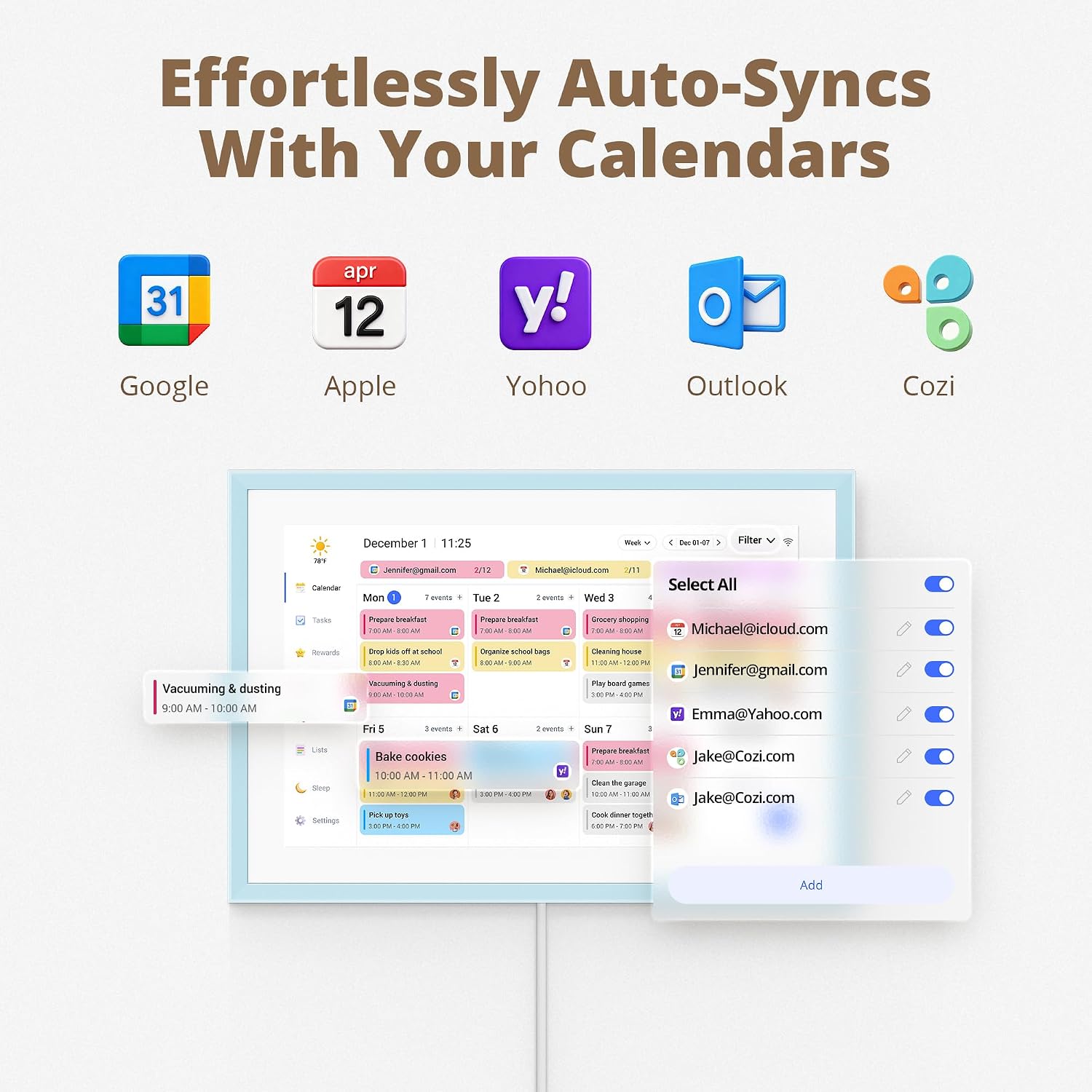 10.1" Digital Calendar Swappable Dual Frame Chore Chart – 1080P Full HD Interactive Touchscreen, 2026 Smart Family Planner, Digital Calendar Wall & Desk Mountable for Seamless Scheduling