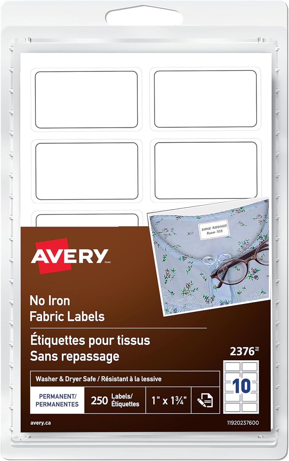 No-Iron Fabric Labels, Nylon Woven Fabric, 1” x 1?”, Durable Handwrite Permanent Fabric Labels, Sweatproof & Laundry Safe, Great for Hospitals, Nursing Home, Organizing, 250 Labels, (2376)