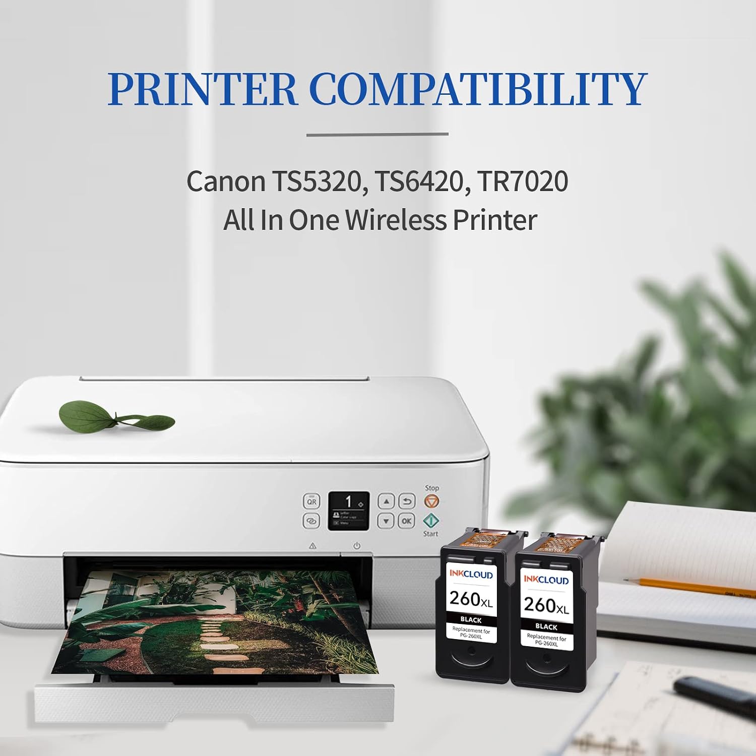 Compatible Black Ink Cartridges Replacement for Canon 260XL PG-260 XL for PIXMA TS5320 TS6420 TR7020 TR7020a TS6420a All in One Wireless Printer (Black, 2-Pack)