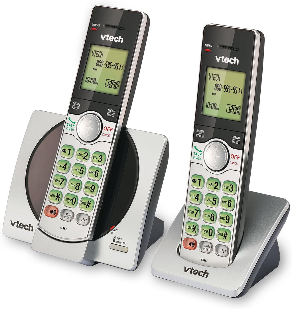 DECT 6.0 Dual Handset Cordless Phones with CID, Backlit Keypads and Screens, Full Duplex Handset Speakerphones, and Call Block Silver/Black
