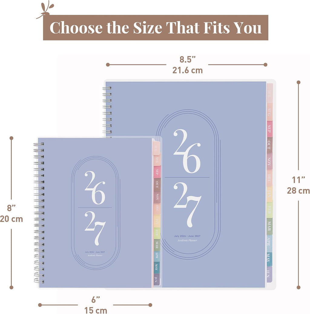 Rileys Academic Planner 2026-2027, Daily, Weekly & Monthly Planner, July 2026 - June 2027, Student Notes Pages, Twin-Wire Binding Weekly Agenda for School & Work (20 x 15 cm, Blue)
