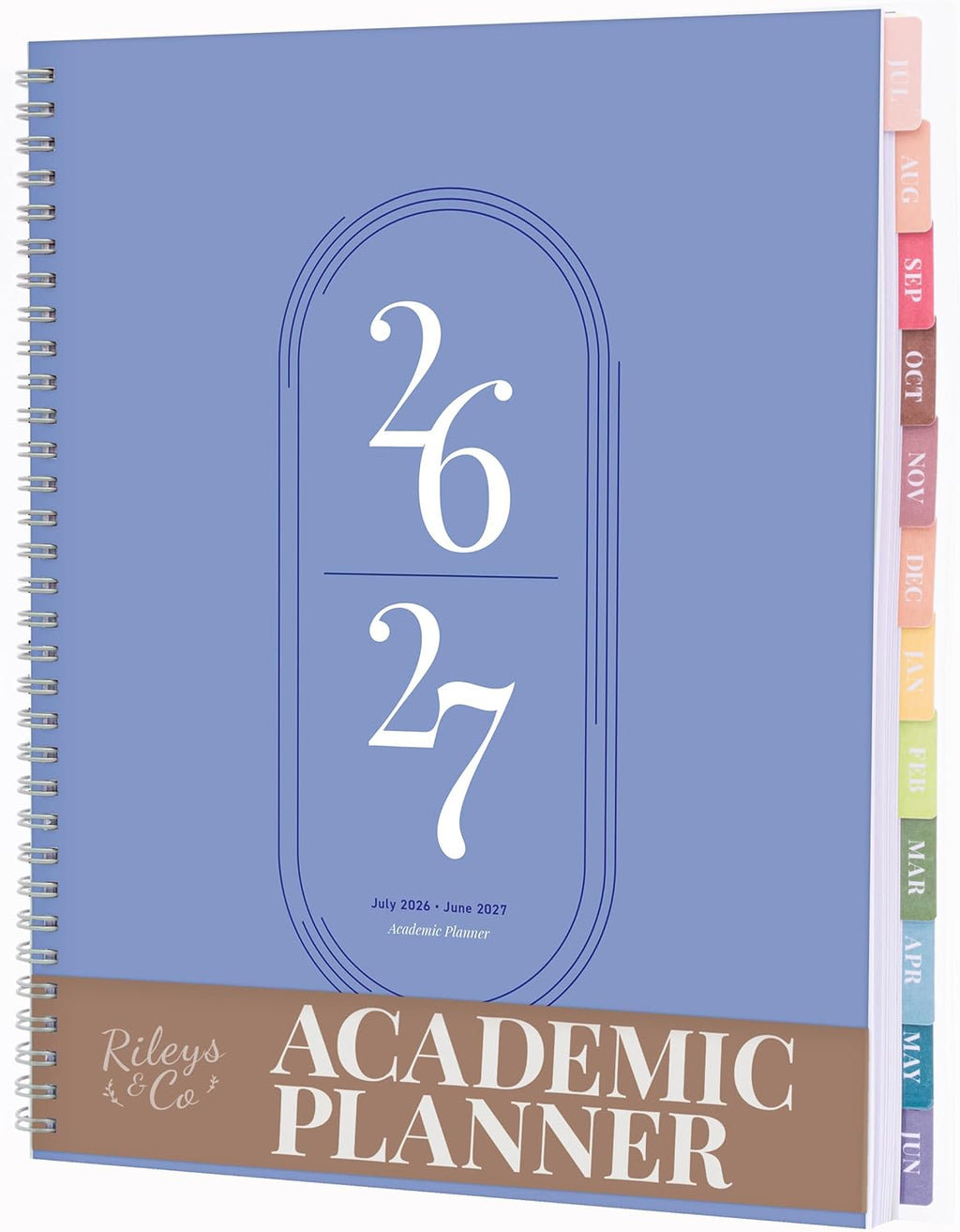 Rileys Academic Planner 2026-2027, Daily, Weekly & Monthly Planner, July 2026 - June 2027, Student Notes Pages, Twin-Wire Binding Weekly Agenda for School & Work (21.6 x 28 cm, Blue)