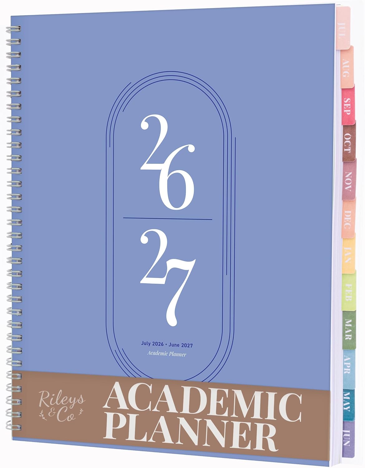 Rileys Academic Planner 2026-2027, Daily, Weekly & Monthly Planner, July 2026 - June 2027, Student Notes Pages, Twin-Wire Binding Weekly Agenda for School & Work (21.6 x 28 cm, Blue)