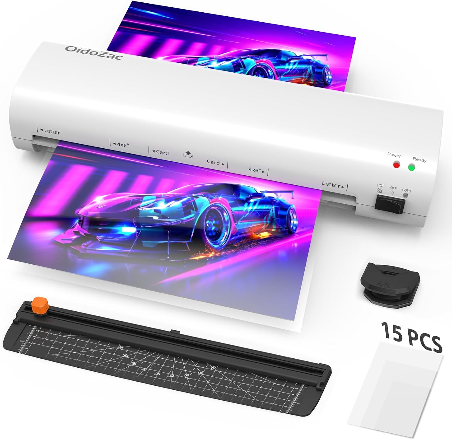Laminator Machine, 9-Inch Letter Size Laminating Machine with 15 Laminating Pouches for Small Desktop, 4 in 1 Never Jam Thermal Laminator with Trimmer Corner Rounder for Office School Home