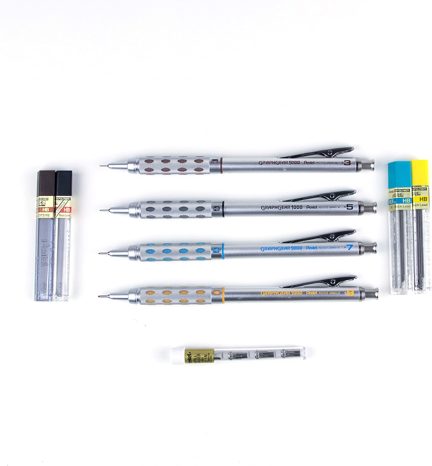 Arts GraphGear 1000 Premium Mechanical Drafting Pencil Set, Rectractable, For Students, Architects, Engineers, Artists, 4 Assorted Mechancical Pencils and Leads, Refill Erasers, Box Set