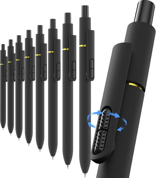 8-Pack 0.5mm Black Gel Pens, Retractable Needle Tip Non-Smear Black Quick-Drying Ink Pens, Comfort Grip for Left-Handed & Smooth Writing School, Office, Exams (Dark Black)