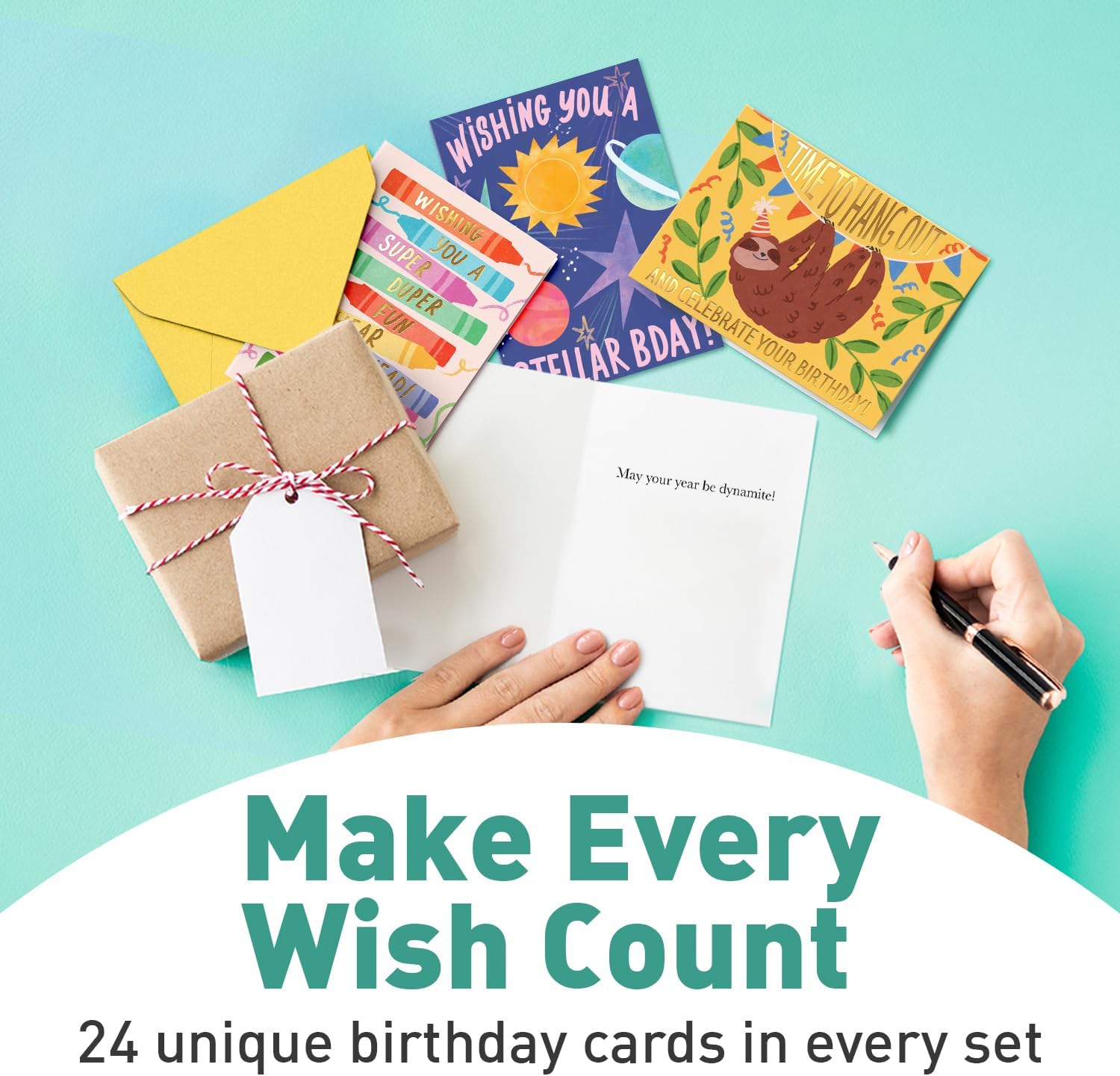Happy Birthday Cards with Envelopes & Assortment Box. Variety Set of 24 Assorted Birthday Cards with Envelopes, Perfect Bulk Pack for Celebrations, Special Occasions, Friends-4x5.5"
