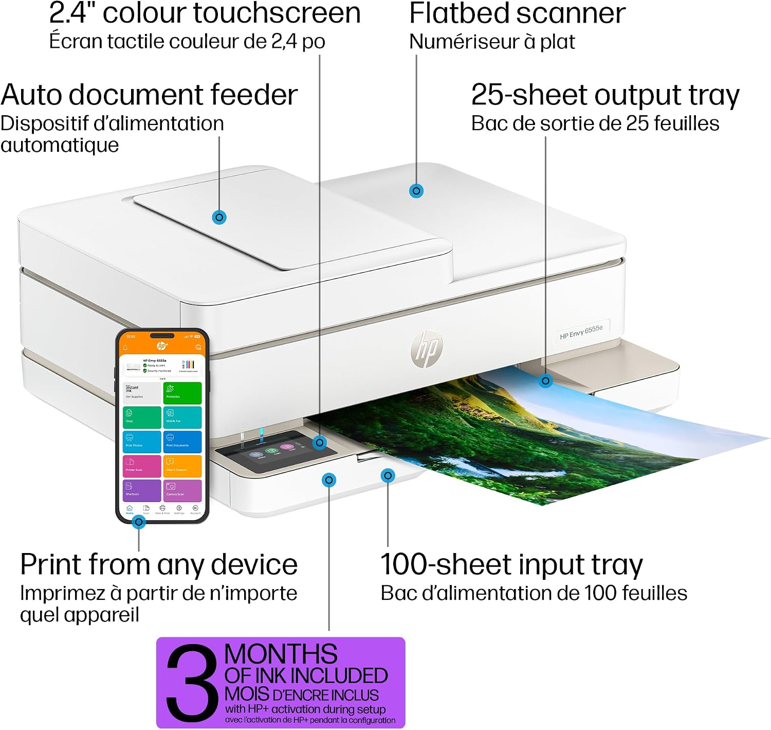 Envy 6555e All-in-One Printer with 3 Months Instant Ink