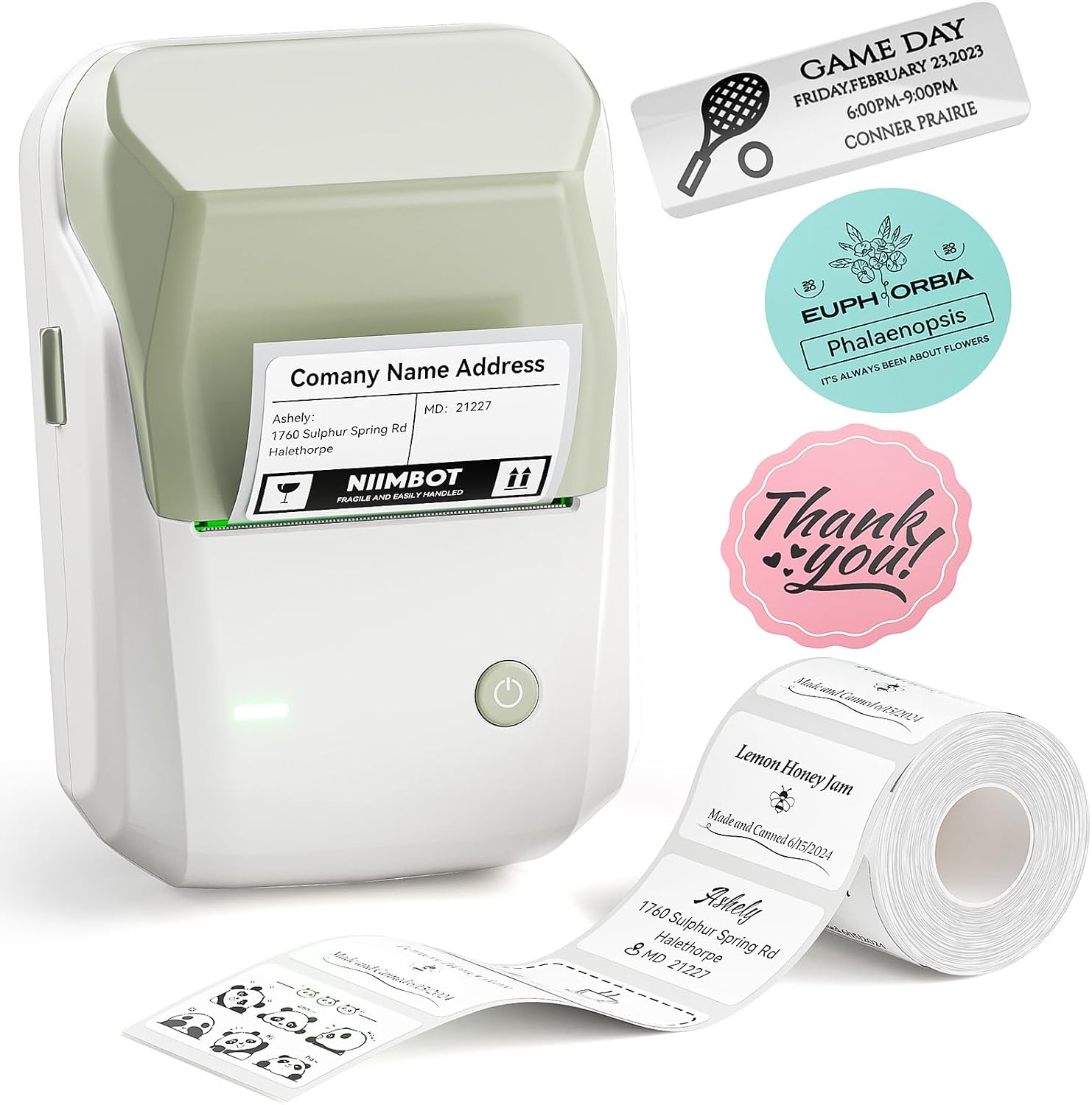 B1 Label Maker Machine with Tape, Portable Thermal Bluetooth Printer for 2'' Stickers, Mini Barcode Labeler for Home School& Small Business
