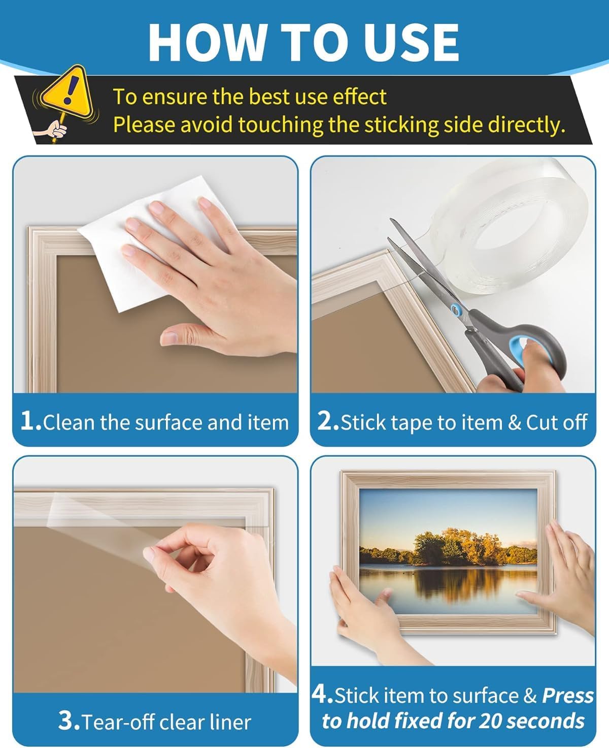 Double Sided Tape, 16.4ft/Roll, 1.57in Wide | Heavy Duty, Strong Adhesive, Multipurpose Mounting, Removable and Reusable, Transparent