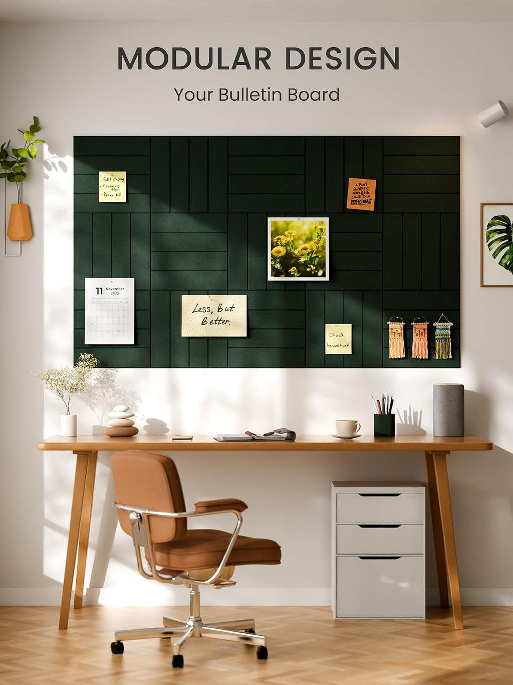 Large Felt Bulletin Board 48" x 36" Cork Board Alternative - 6 Pack with 40 Safe Removable Adhesive Tabs, Cork Boards for Walls Cork Board for Home Office Classroom Pin Board (Aurora Green)