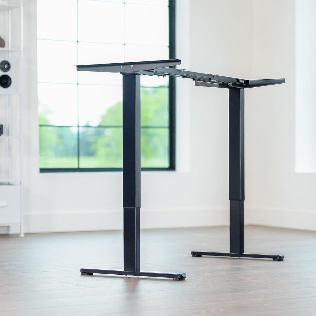 Heavy Duty Dual Motor Electric Sit Stand Desk Frame, 220 lbs Capacity up to 77" x 43" Tops, Memory Controller Height Adjustable Frame Only, Black, DESK-E-200B