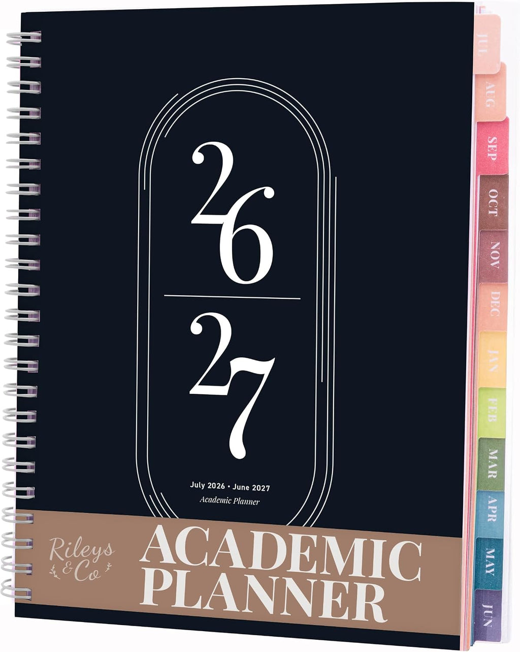 Rileys Academic Planner 2026-2027, Daily, Weekly & Monthly Planner, July 2026 - June 2027, Student Notes Pages, Twin-Wire Binding Weekly Agenda for School & Work (20 x 15 cm, Black)