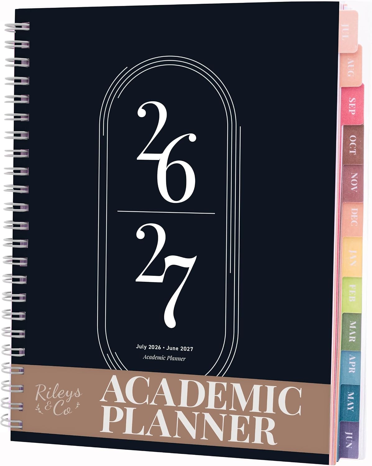 Rileys Academic Planner 2026-2027, Daily, Weekly & Monthly Planner, July 2026 - June 2027, Student Notes Pages, Twin-Wire Binding Weekly Agenda for School & Work (20 x 15 cm, Black)