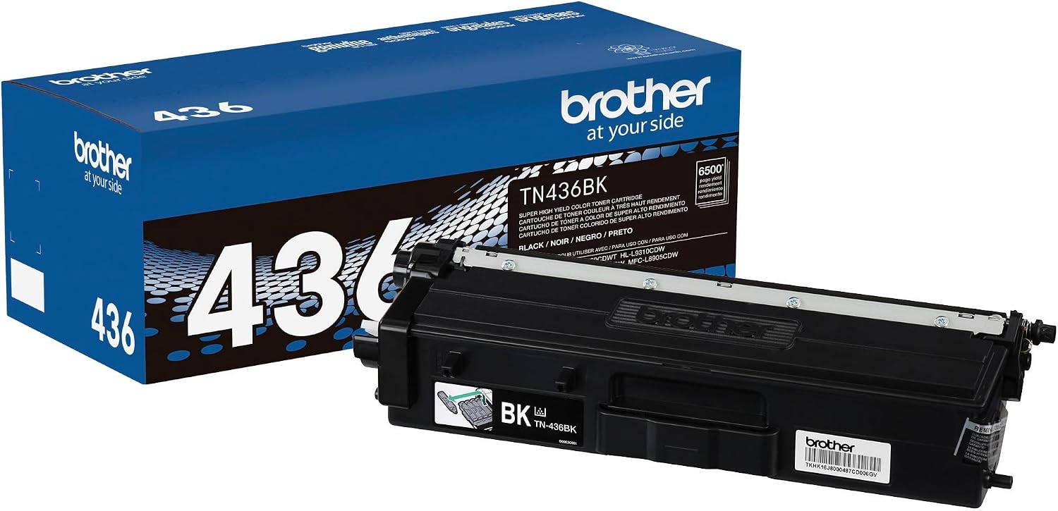 Original TN436BK Super High-Yield Black Toner Cartridge, Higher Yield for Value, Original Toner Replacement Cartridge, Toner for Laser Printers HL-L8360CDW, MFC-L8610CDW, and More