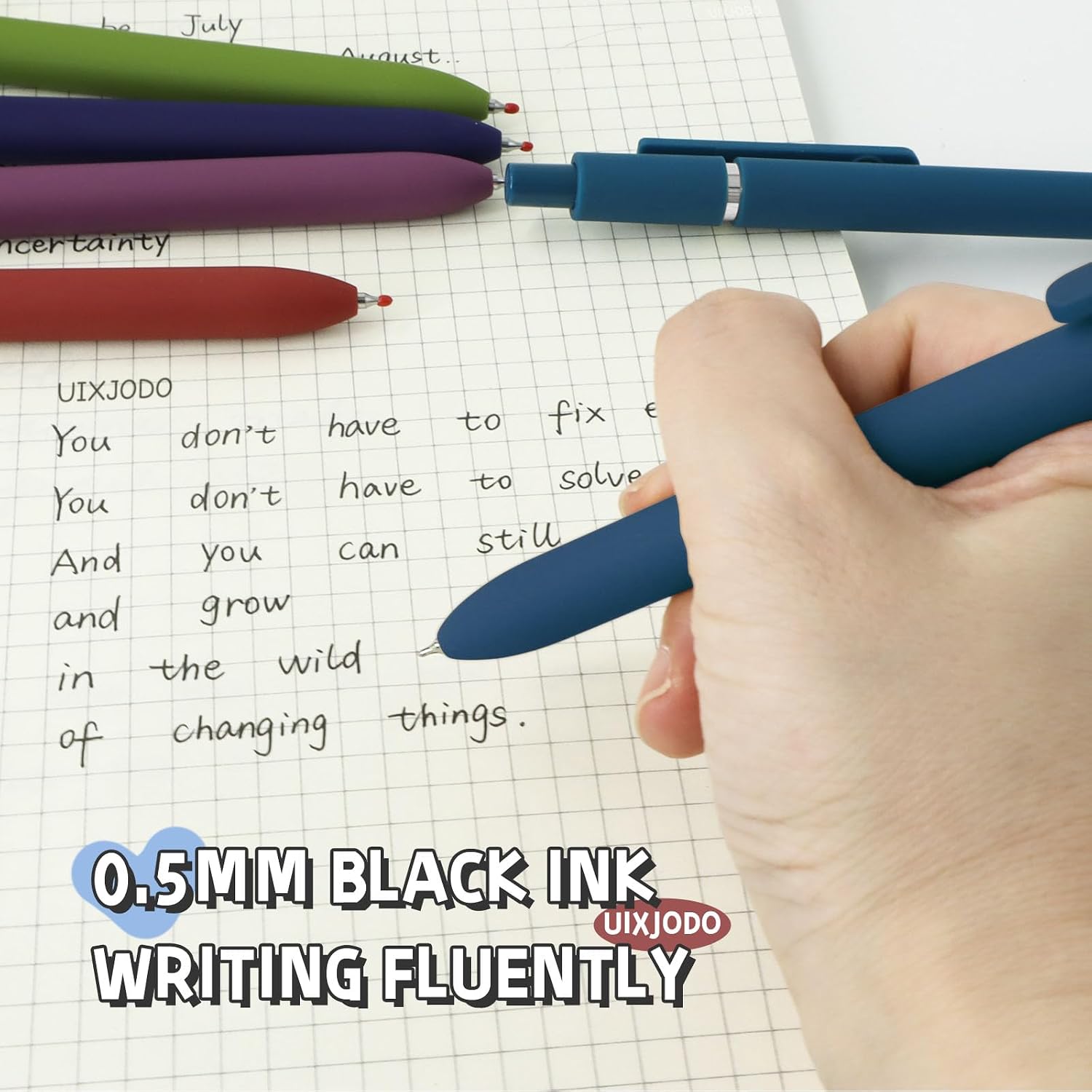 Gel Pens, 10 Pcs 0.5mm Black Ink Pens Fine Point Smooth Writing Pens with Silicone Grip, High-End Series Metal Clip Retractable Pens for Journaling Note Taking (10 Pcs Vintage)