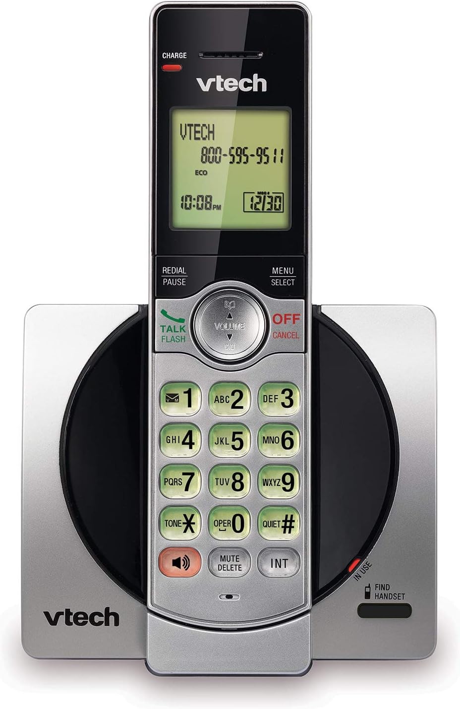 DECT 6.0 Three Handset Cordless Phone with CID, Backlit Keypads and Screens, Full Duplex Handset Speakerphones, Call Block, (Not Answering Machine Version) Silver/Black