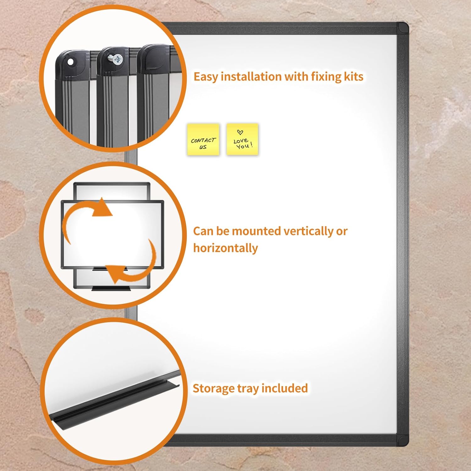 Magnetic Whiteboard/Dry Erase Board with Black Aluminium Frame, 48 X 24 Inches, Includes 1 Eraser & 2 Markers & 4 Magnets | Includes 1 Eraser, 2 Markers & 4 Magnets, Wall Mounted Whiteboard for School Office and Home