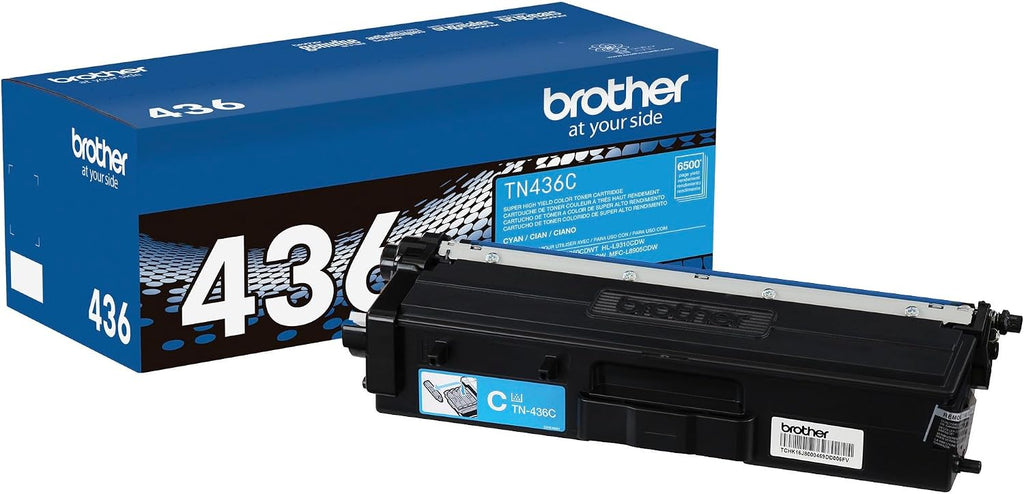 Original TN436C Super High-Yield Cyan Toner Cartridge, Higher Yield for Value, Original Toner Replacement Cartridge, Toner for Laser Printers HL-L8360CDW, MFC-L8610CDW, and More | 500 Pages . Fits Hl-L8360cdw and Select Color Mfps