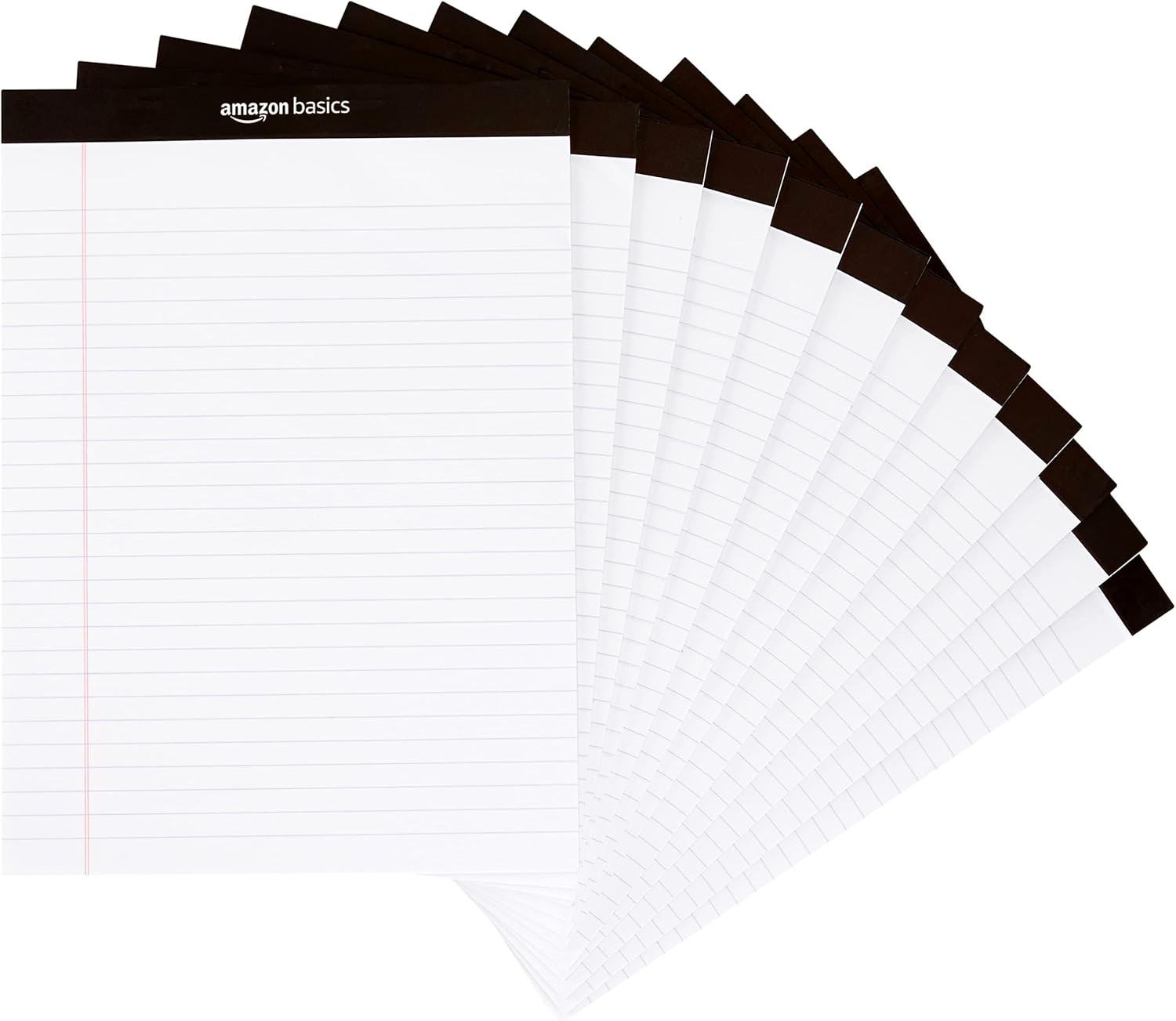 Basics Wide Ruled Lined Writing Note Pads, 8.5 inch x 11.75 inch, White, 12 Count (12 Pack of 50)