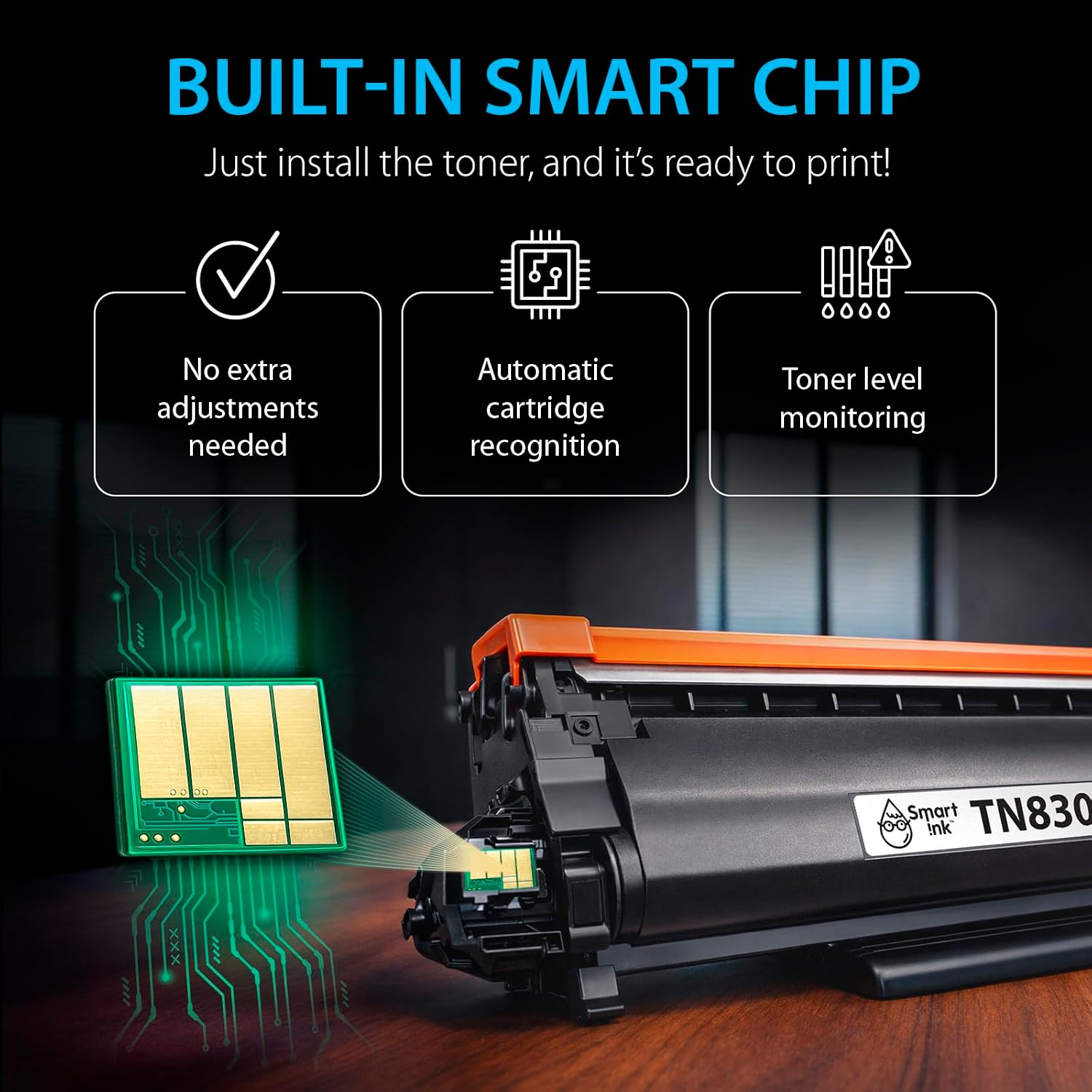 Compatible TN830XL Toner Cartridge Replacement for Brother TN830XL TN830BK TN830 XL with CHIP (4 Pack) to use with DCP-L2640DW HL-L2460DW MFC-L2820DW HL-L2400D HL-L2405W HL-L2865DW Printers