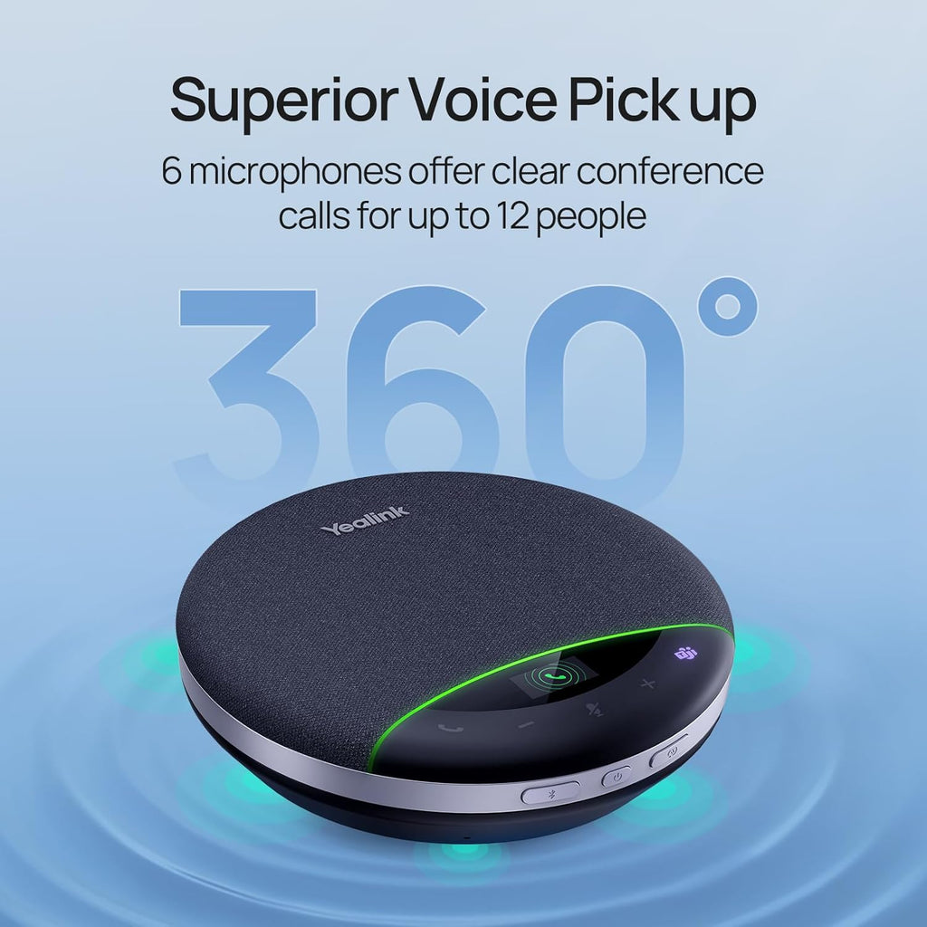 Bluetooth Speakerphone SP96 Support Daisy-Chain 26H Talk Time Teams Certified 65mm Conference Speaker and 6 Microphones Smart AI Noise-Canceling 5m Voice Pickup Radius 1.2m USB C/A 400g